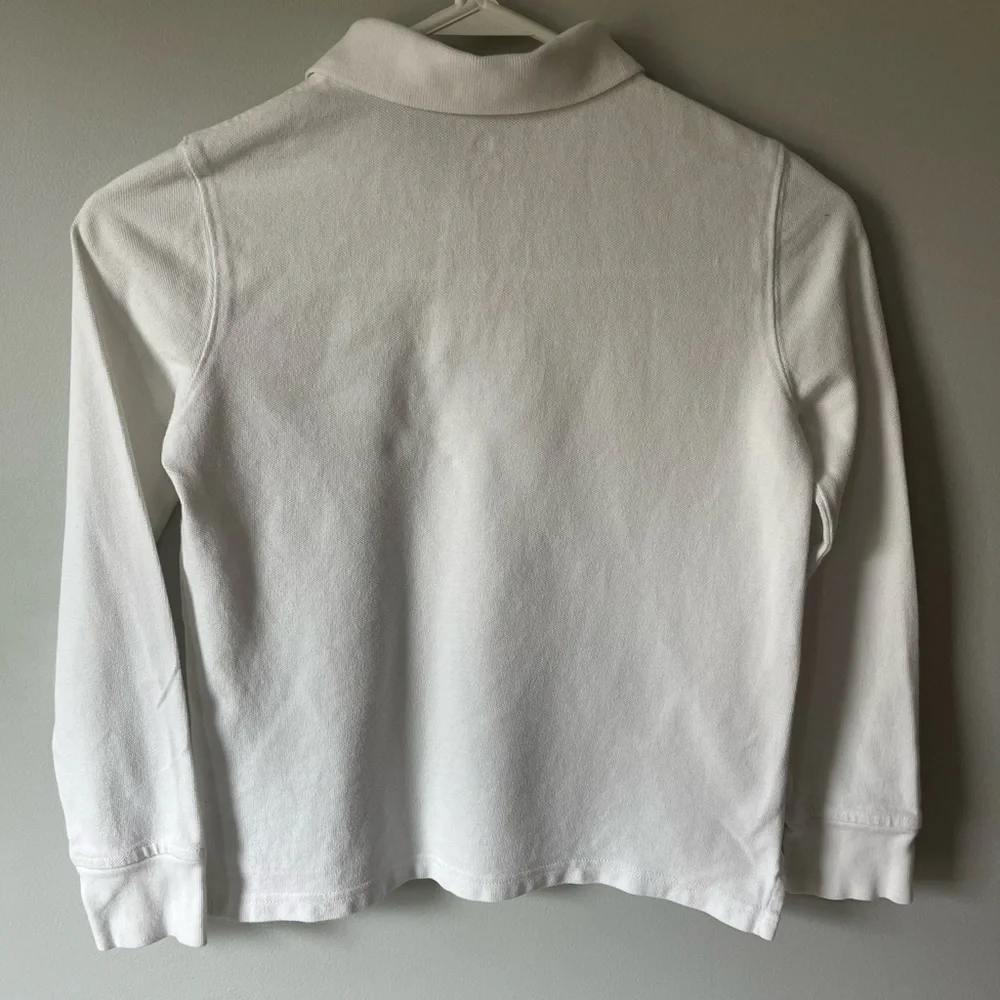 GAP kids Medium White Longs Sleeve Polo Shirt